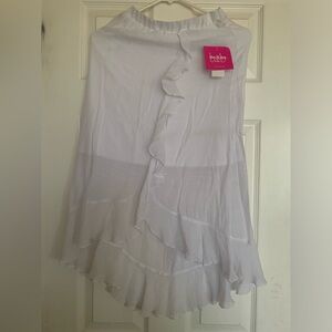 by & by Cream Wrap Midi Skirt with Ruffled Tiers Brand New with Tags